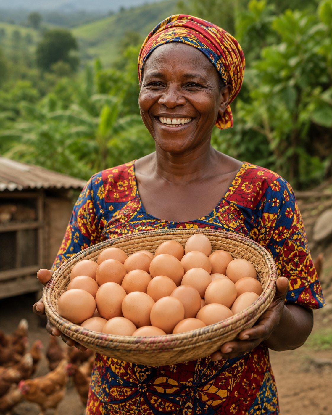Basket of fresh eggs